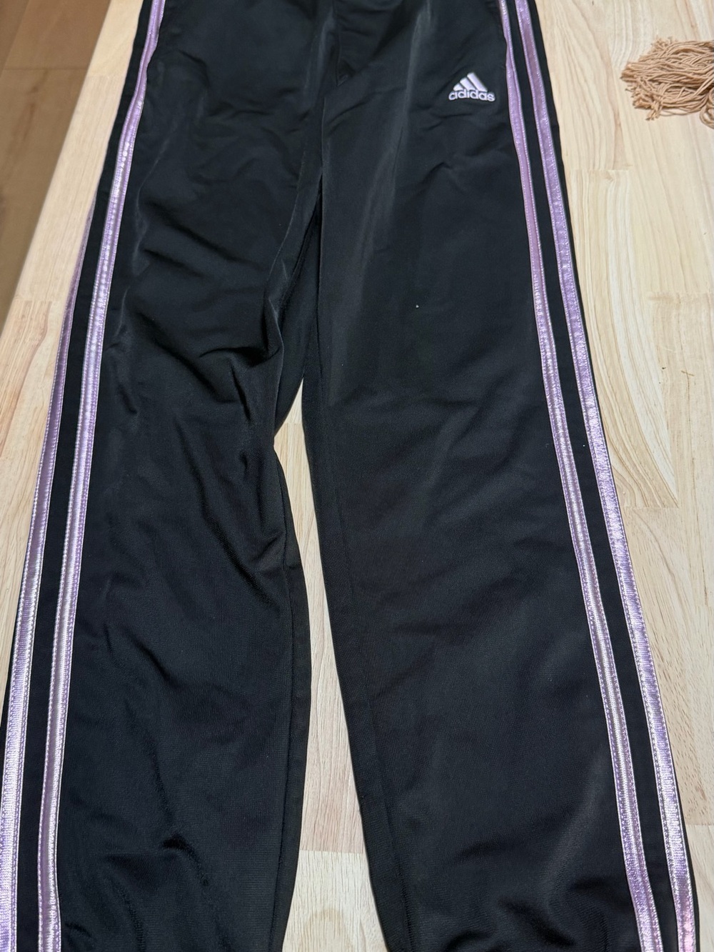 adidas Black Joggers with Light Purple Side Stripes